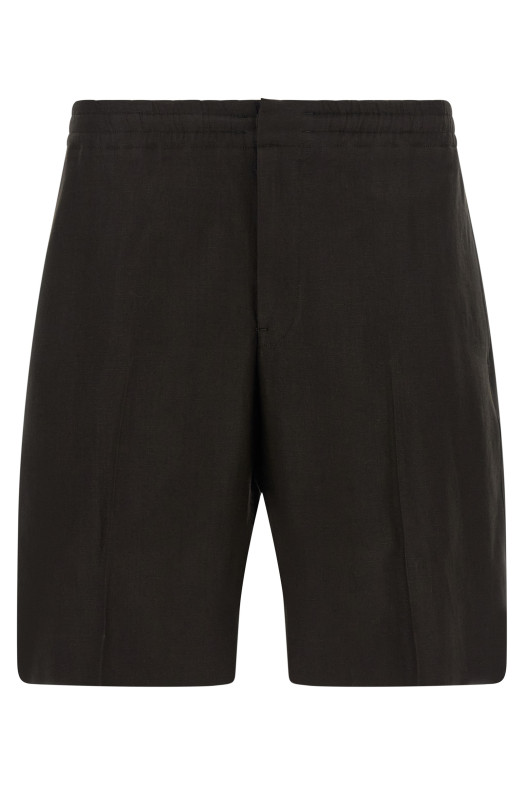 Льняные бермуды коричневого цвета ZEGNA UHI35A3TB14202