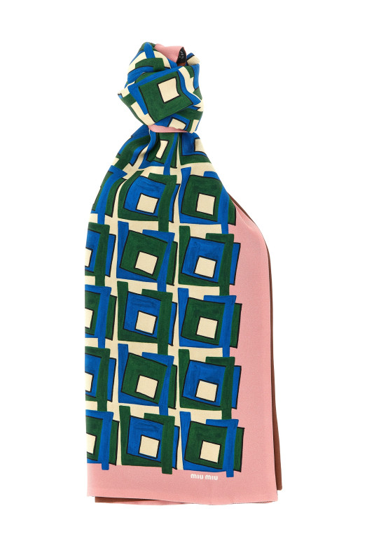 Шёлковый шарф среднего размера, многоцветный MIU MIU 5FF0652IG3F05AG