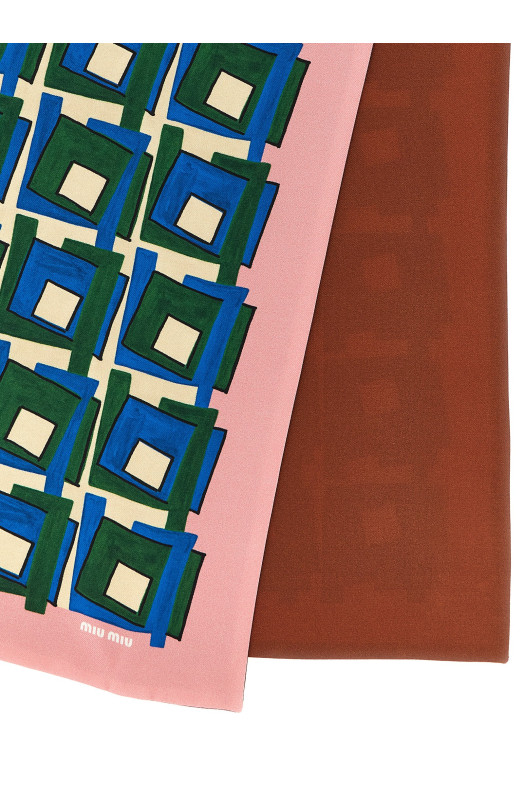 Шёлковый шарф среднего размера, многоцветный MIU MIU 5FF0652IG3F05AG