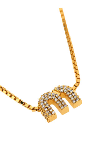 Намисто з логотипом Strass, золоте MIU MIU 5IC3052DNCF0NXA