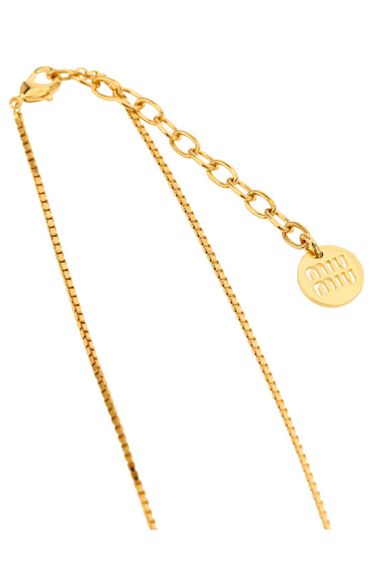 Strass logo necklace Gold