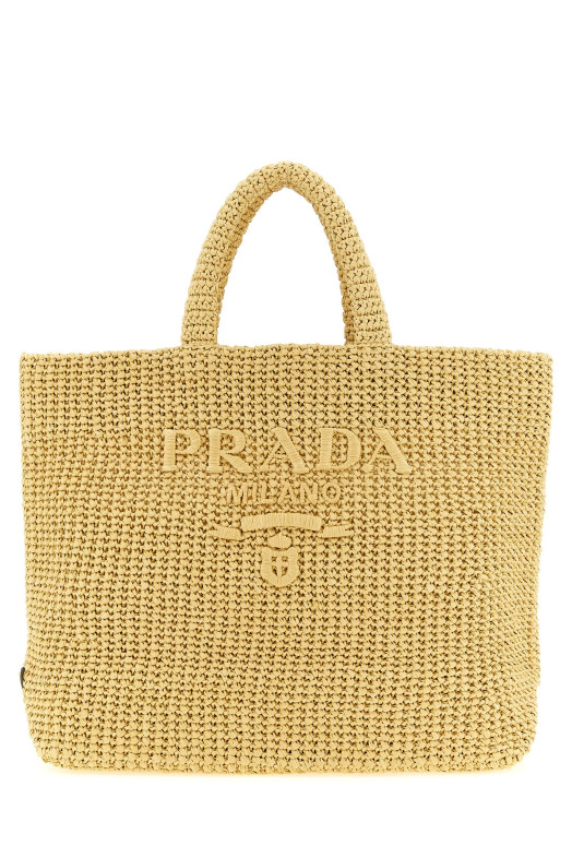 Crochet raffia shopping bag Beige