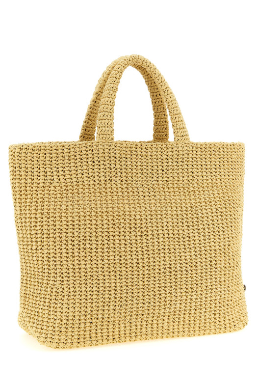 Crochet raffia shopping bag Beige