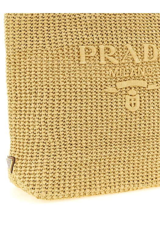 Crochet raffia shopping bag Beige