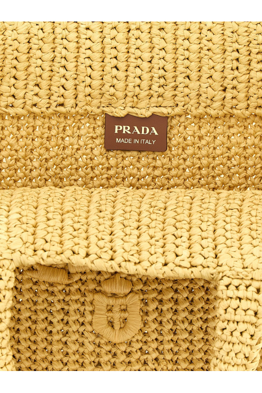 Crochet raffia shopping bag Beige