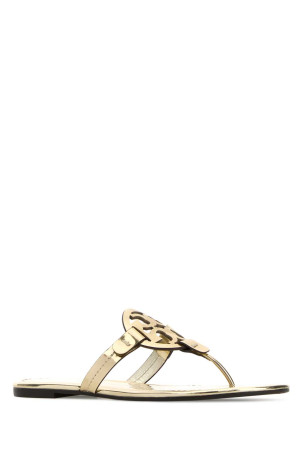 Золоті шкіряні босоніжки-стрінги Miller від TORY BURCH (170345)