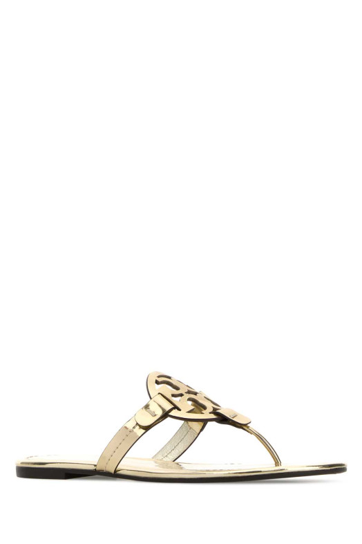 Gold leather Miller thong sandals TORY BURCH (170345)