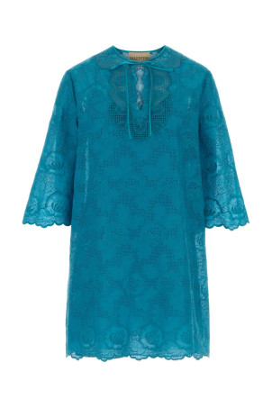 Сукня VALENTINO GARAVANI з вишивкою «англійська» бірюзового кольору (8B3VAJJ5A4G)