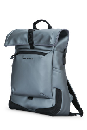 Рюкзак с закручивающейся верхней частью из ткани с принтом Fingerprint и спинкой с пике (CA6291C2OWS) PIQUADRO