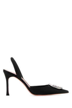 Black satin Camelia pumps Black AMINA MUADDI (CAMELIASLING90)