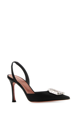 Black satin Camelia pumps Black AMINA MUADDI (CAMELIASLING90)
