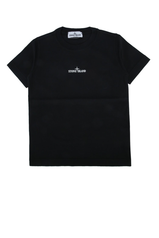 Футболка из трикотажа, черная, STONE ISLAND KIDS (L1S162100009S0377) STONE ISLAND JUNIOR