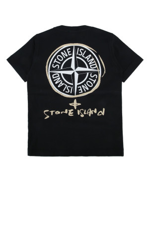 Футболка из трикотажа, черная, STONE ISLAND KIDS (L1S162100009S0377) STONE ISLAND JUNIOR