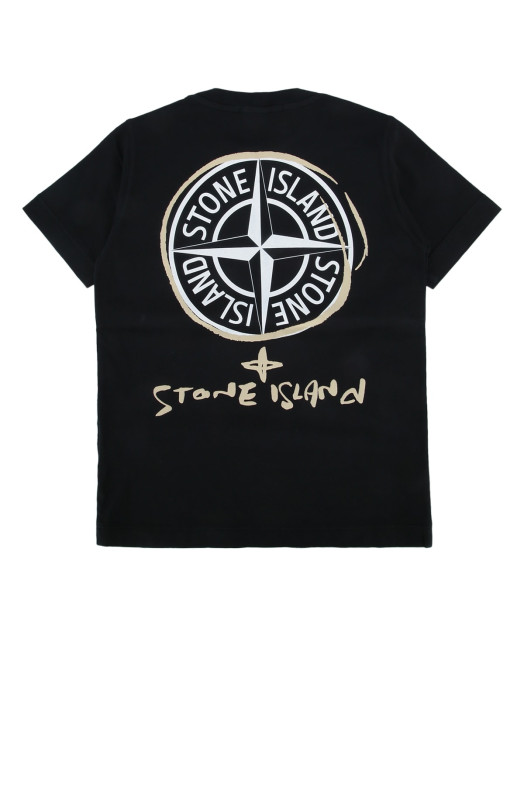 Футболка из трикотажа, черная, STONE ISLAND KIDS (L1S162100009S0377) STONE ISLAND JUNIOR