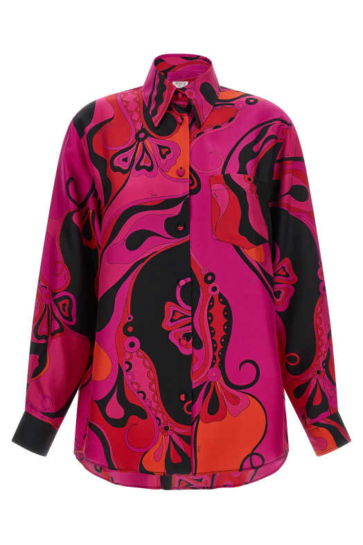 Patterned silk shirt Fuchsia