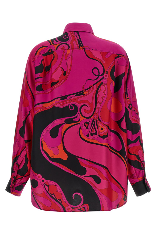 Patterned silk shirt Fuchsia