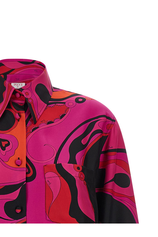 Patterned silk shirt Fuchsia