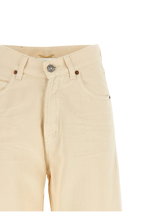 Джинсы с V-образной талией, бежевые SAINT LAURENT 834135Y33WD9099