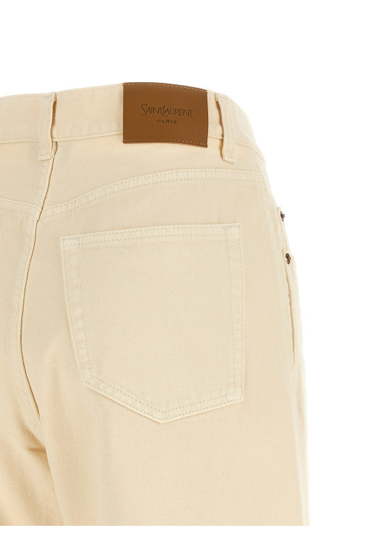 Джинсы с V-образной талией, бежевые SAINT LAURENT 834135Y33WD9099