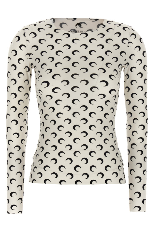 'Moon Printed Jersey Second Skin' T-shirt Black-grey