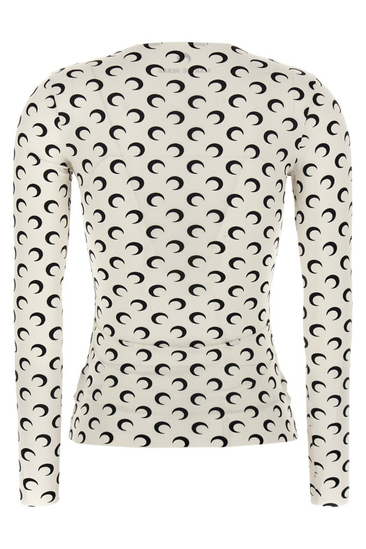 'Moon Printed Jersey Second Skin' T-shirt Black-grey