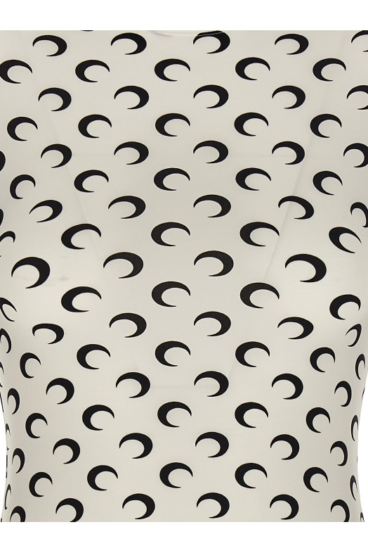 'Moon Printed Jersey Second Skin' T-shirt Black-grey