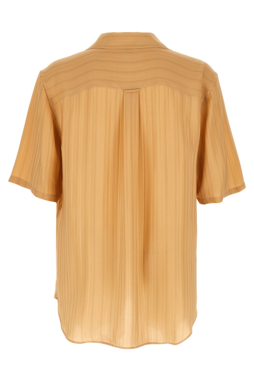 Шерстяная рубашка в полоску, бежевого цвета SAINT LAURENT 860621Y7J399096