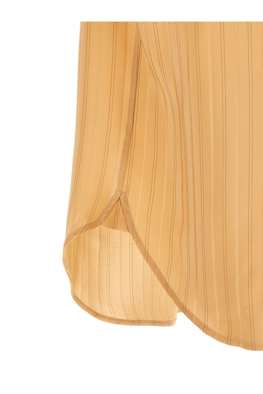 Шерстяная рубашка в полоску, бежевого цвета SAINT LAURENT 860621Y7J399096