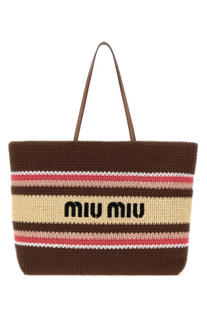 Multicolor rafia and cotton shopping bag MIU MIU (5BG228VOO12DO3)