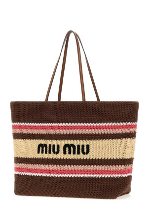 Multicolor rafia and cotton shopping bag MIU MIU (5BG228VOO12DO3)