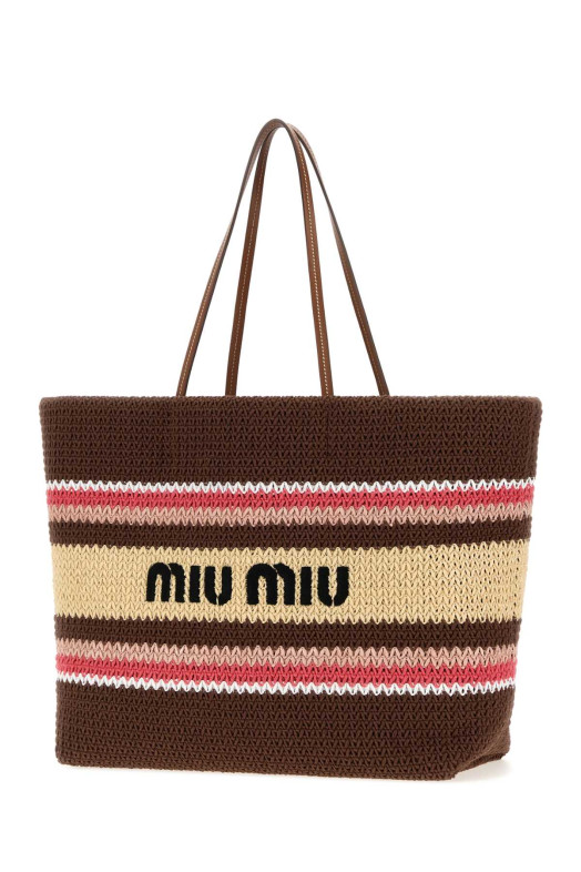 Multicolor rafia and cotton shopping bag MIU MIU (5BG228VOO12DO3)
