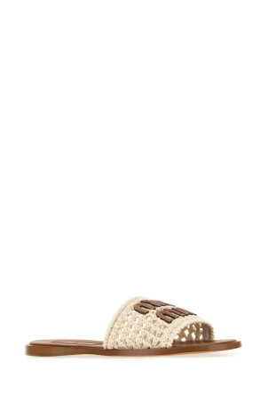 Ivory crochet slippers MIU MIU (5XX667F0052BDF)