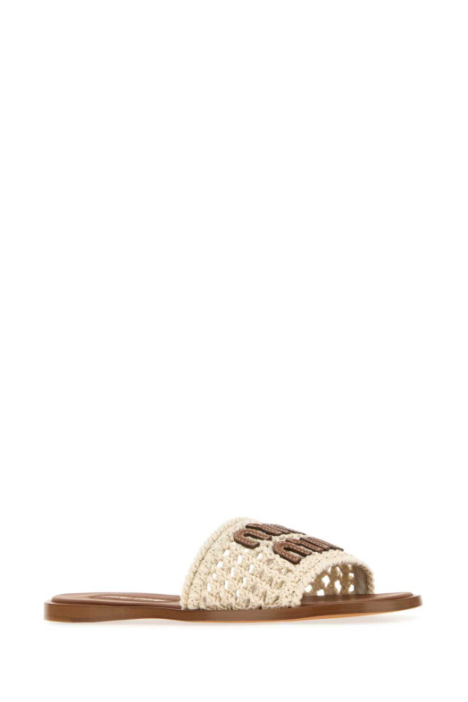Ivory crochet slippers MIU MIU (5XX667F0052BDF)
