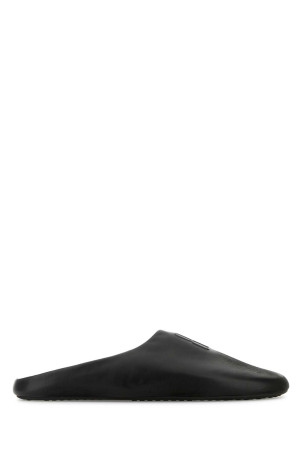 Black leather ChÃ¢teau slippers Black BALENCIAGA (834414WBDH1)
