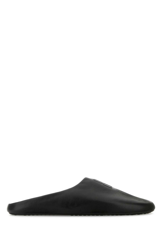 Black leather ChÃ¢teau slippers Black BALENCIAGA (834414WBDH1)