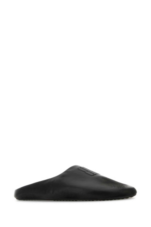 Black leather ChÃ¢teau slippers Black BALENCIAGA (834414WBDH1)