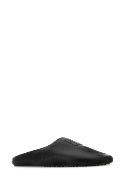 Black leather ChÃ¢teau slippers Black BALENCIAGA (834414WBDH1)