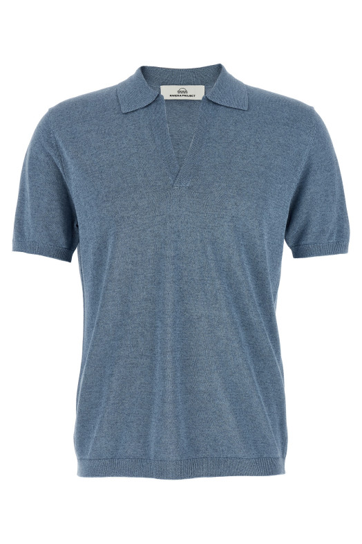 Open collar polo shirt BLUE