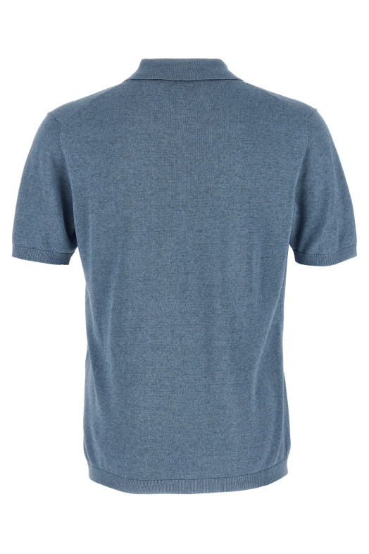 Open collar polo shirt BLUE