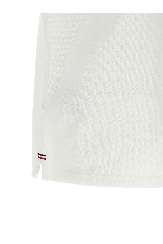 Поло с нашивкой с трехцветным логотипом, белого цвета MONCLER L10918A0003089A16034
