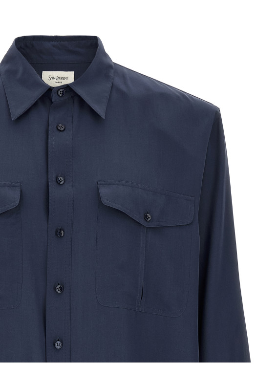 Viscose and silk shirt Blue