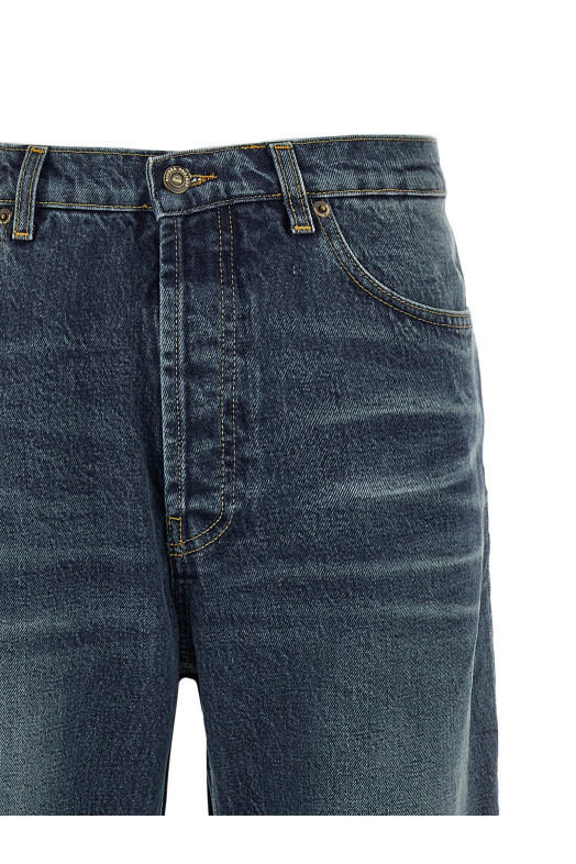 Джинсы с эффектом «стоун-вош», синие DENIMBLUMEDIOBLU