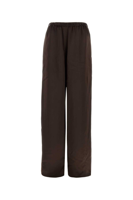 Dark brown satin palazzo pant Yellow SALVATORE FERRAGAMO (13I207793249)