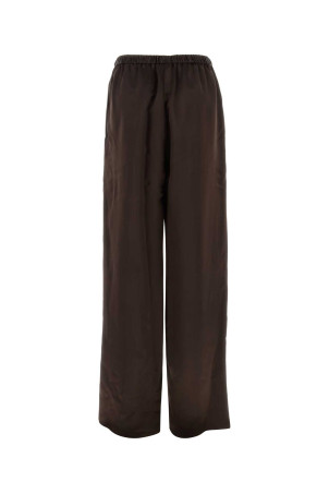 Dark brown satin palazzo pant Yellow SALVATORE FERRAGAMO (13I207793249)