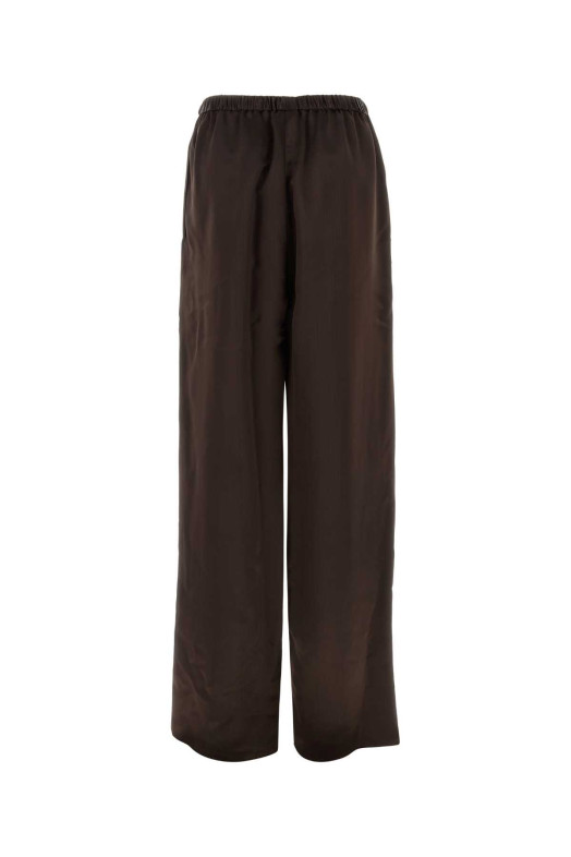 Dark brown satin palazzo pant Yellow SALVATORE FERRAGAMO (13I207793249)