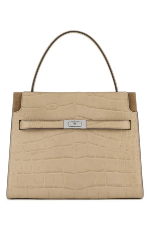 Бежевая кожаная сумка Blue TORY BURCH (178822)