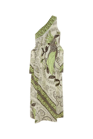 Платье на одном плече из эластичного хлопка с принтом TORY BURCH (183753)