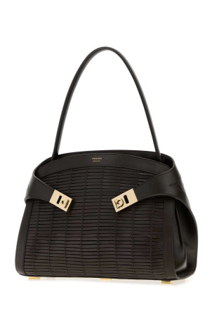 Коричневая кожаная сумочка Hug от SALVATORE FERRAGAMO (21A674792878)