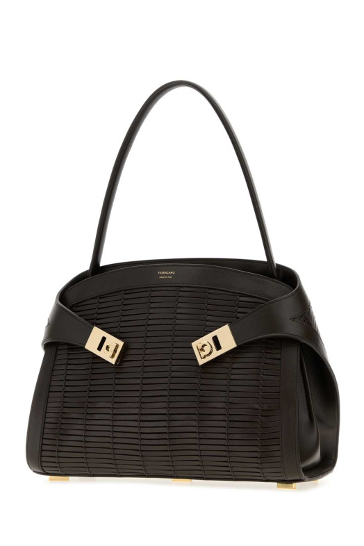 Коричневая кожаная сумочка Hug от SALVATORE FERRAGAMO (21A674792878)