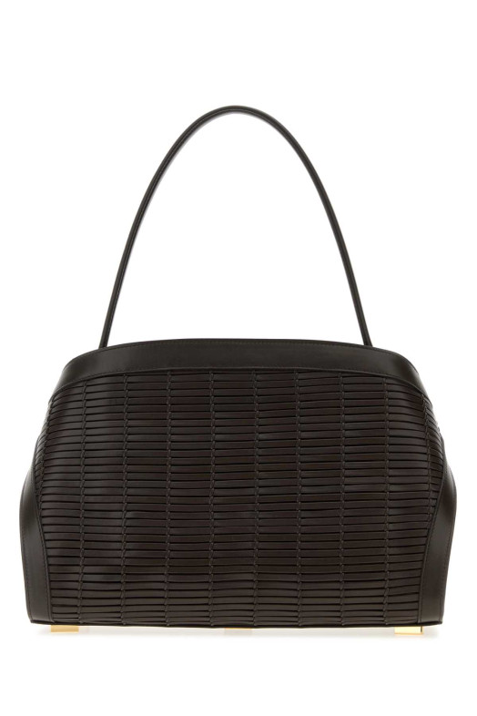 Коричневая кожаная сумочка Hug от SALVATORE FERRAGAMO (21A674792878)